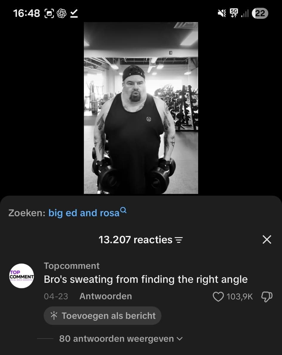 TikTok screenshot van Top Comment met 103,9K likes